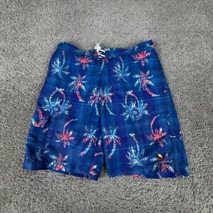 Tommy Bahama Swim Trunks Mens Medium Blue Red Palm tree Bathing Suit READ